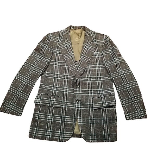 True Vintage 42R Green Plaid Kingsridge Blazer Jacket Sport Coat Union Made - Picture 2 of 12